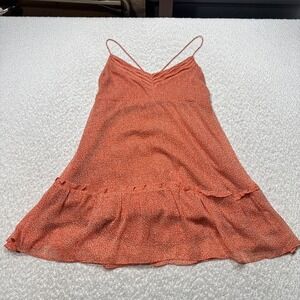 Abercrombie & Fitch Dress Womens Large Orange Spaghetti Strap Ruffle Lined Mini